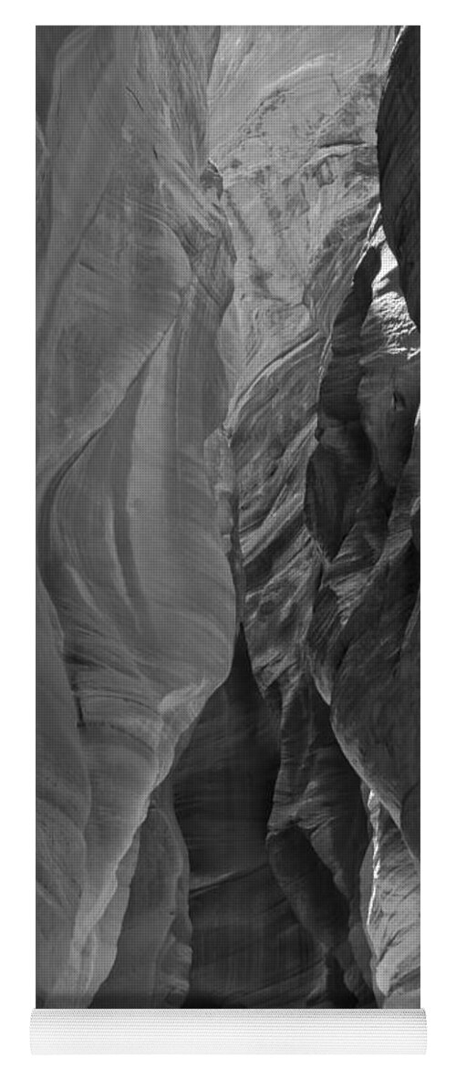 Slot Canyon Yoga Mat featuring the photograph Buckskin In Black And White by Adam Jewell