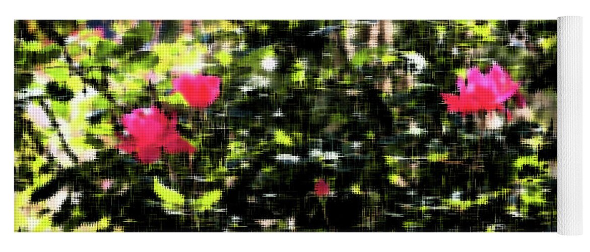 Painterly Yoga Mat featuring the photograph Budding Pink Flowers - Impressionism by Frank J Casella