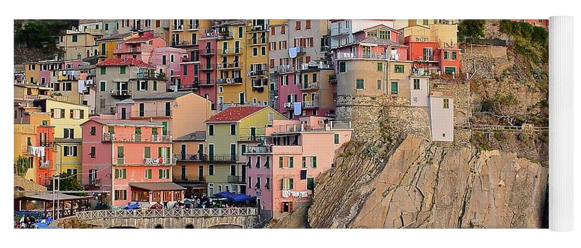 Manarola Yoga Mat featuring the photograph Built on the Slope by Frozen in Time Fine Art Photography
