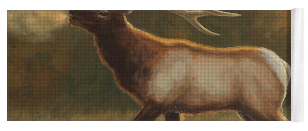  Yoga Mat featuring the painting Bull Elk by Guy Crittenden