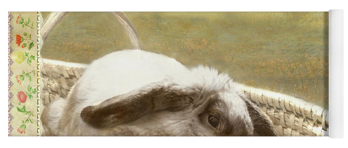  Yoga Mat featuring the photograph Bunny in Easter Basket by Adele Aron Greenspun