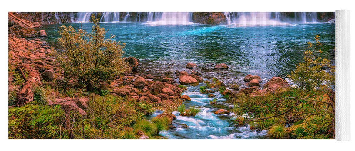 Burney Falls Yoga Mat featuring the photograph Burney Falls and Creek by Don Hoekwater Photography