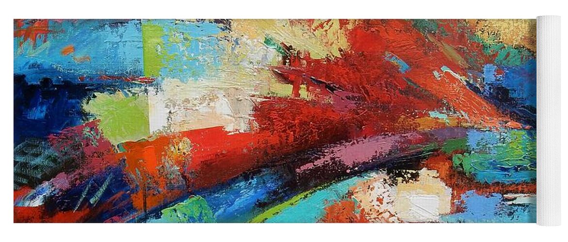 Abstract Yoga Mat featuring the painting Burst by Gary Coleman
