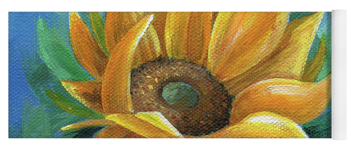 Sunflower Yoga Mat featuring the painting Burst of Sunshine by Annie Troe