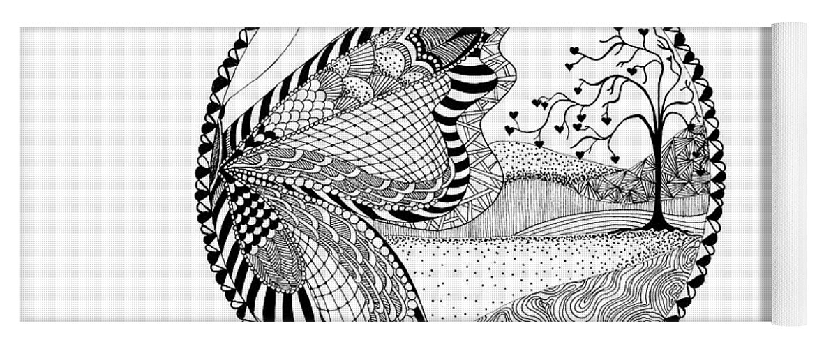 Drawing Yoga Mat featuring the drawing Butterfly Fantasy by Ana V Ramirez