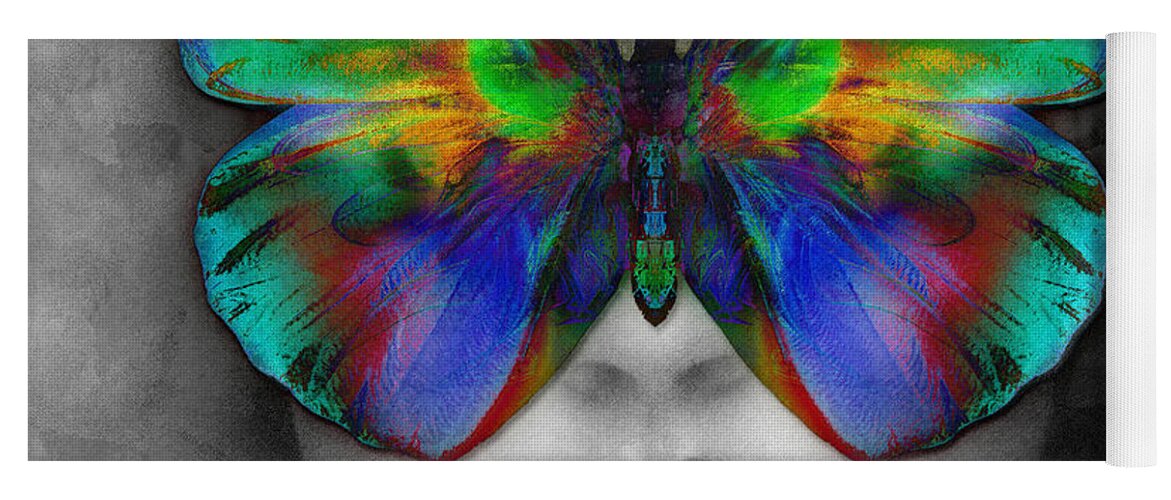 Butterfly Yoga Mat featuring the digital art Butterfly Girl by Klara Acel