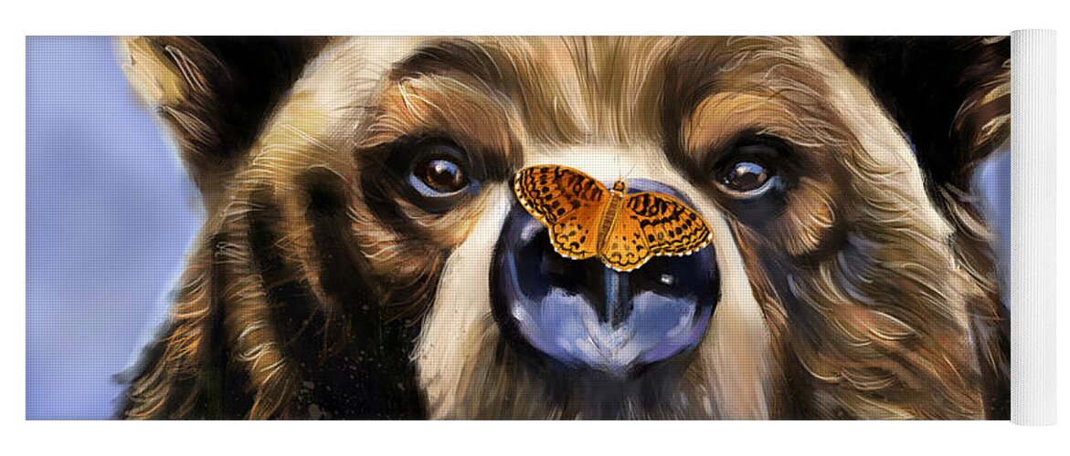 Bear Yoga Mat featuring the digital art Butterfly Surprise by Arie Van der Wijst