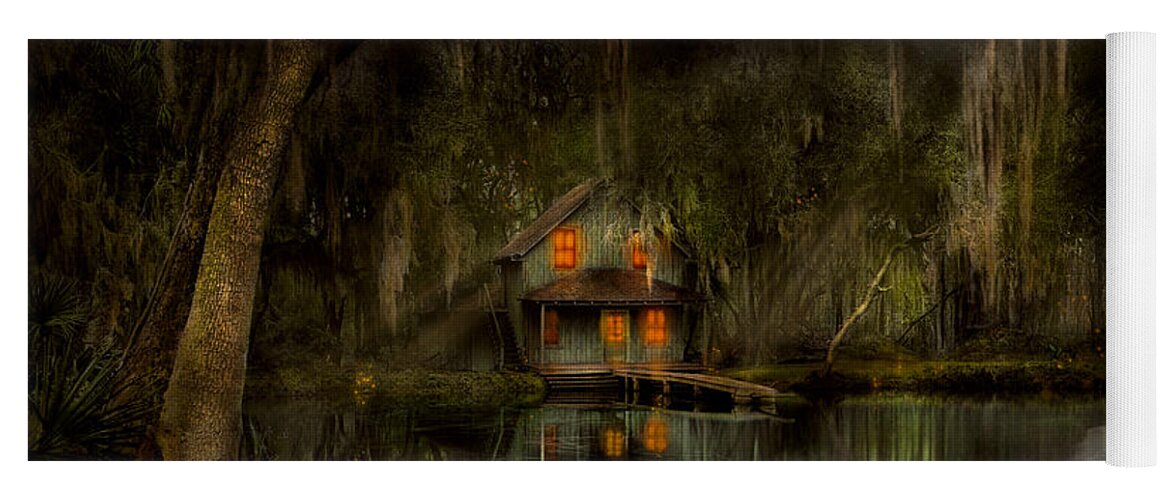 Swamp Yoga Mat featuring the photograph Cabin - De Land, FL - Restless night 1904 by Mike Savad