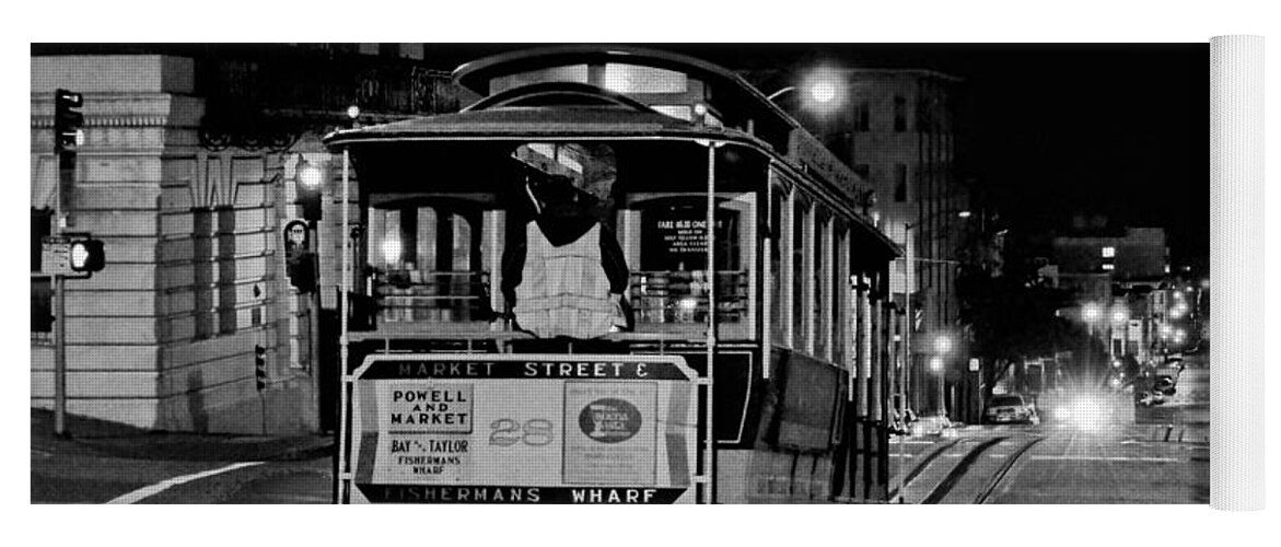 America Yoga Mat featuring the photograph Cable Car at Night - San Francisco by Carlos Alkmin