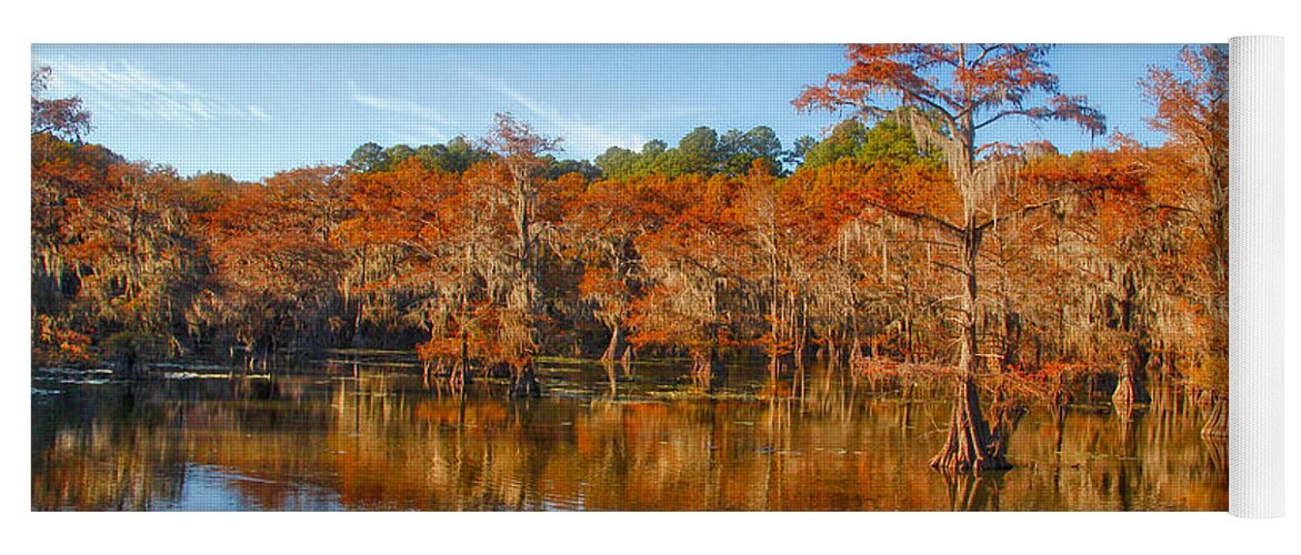 Caddo Lake Yoga Mat featuring the photograph Caddo in the Fall by Linda James