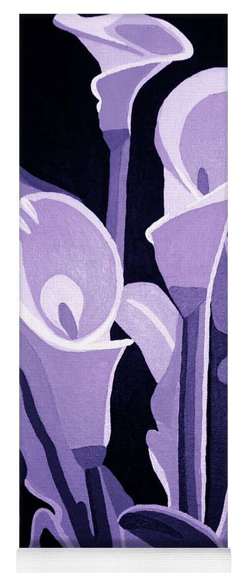 Calla Lillies Yoga Mat featuring the painting Calla Lillies Lavender by Angelina Tamez