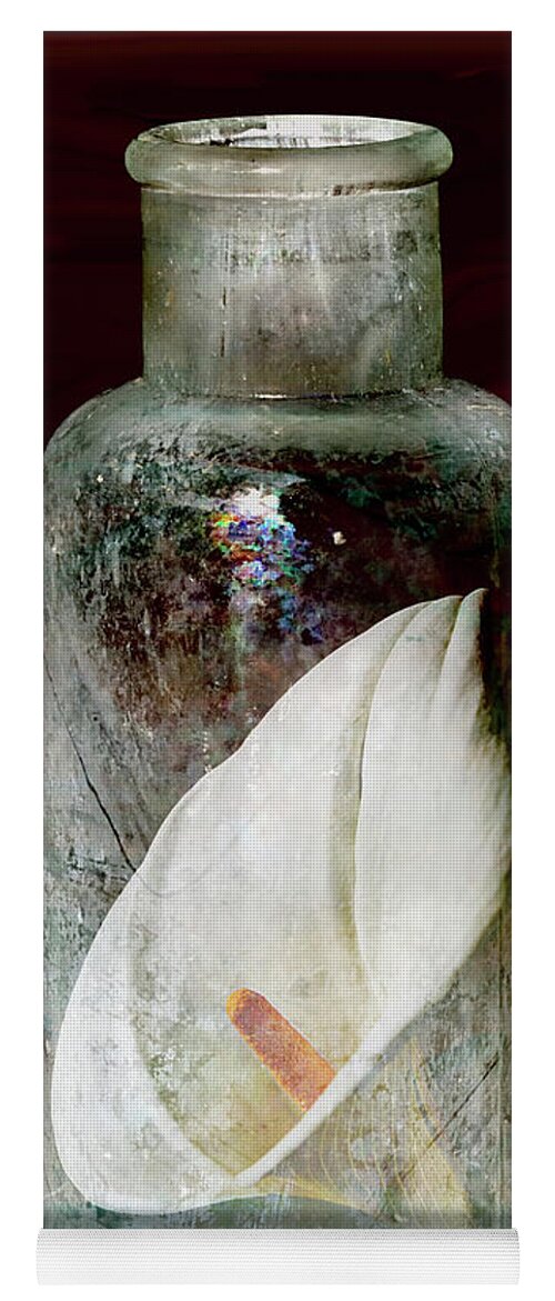Still Life Yoga Mat featuring the photograph Calla Lily In A Bottle by Phyllis Denton