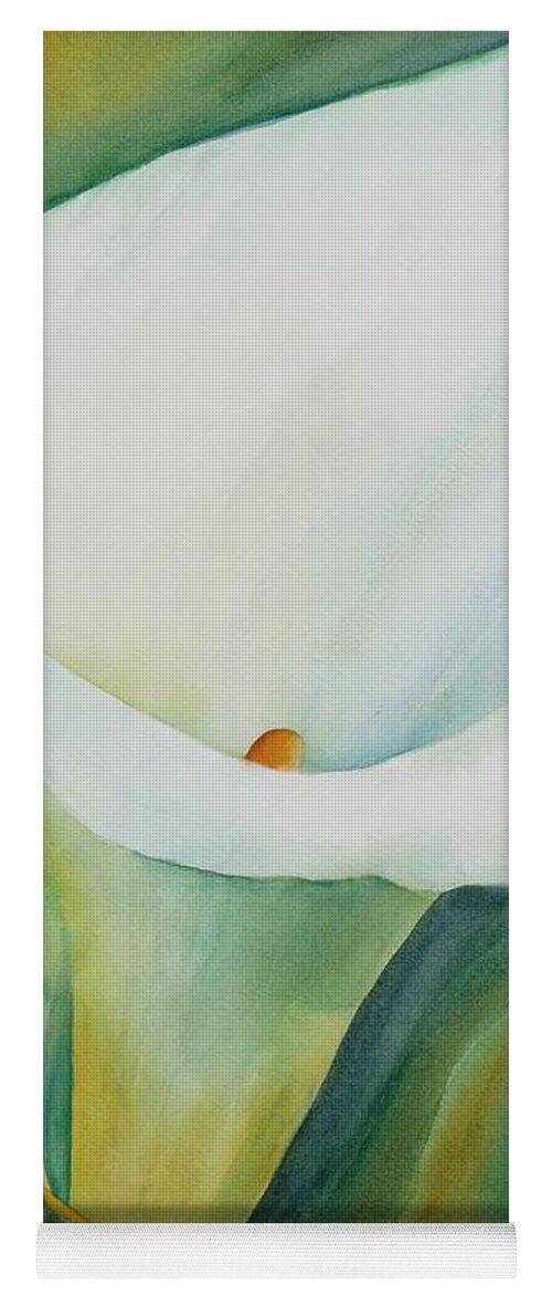 Flower Yoga Mat featuring the painting Calla Lily by Ruth Kamenev