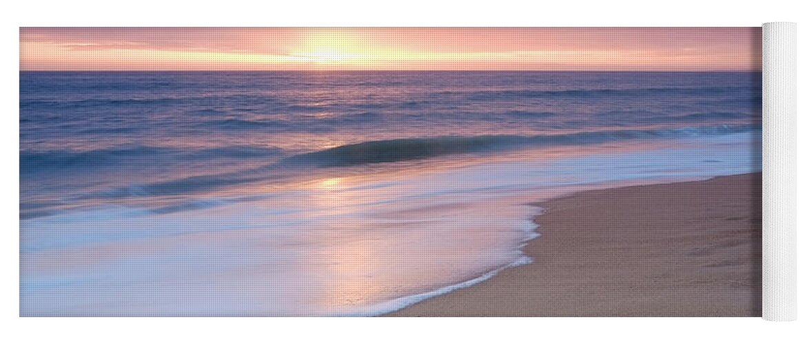 Beach Sunset Yoga Mat featuring the photograph Calm Beach Waves During Sunset by Angelo DeVal