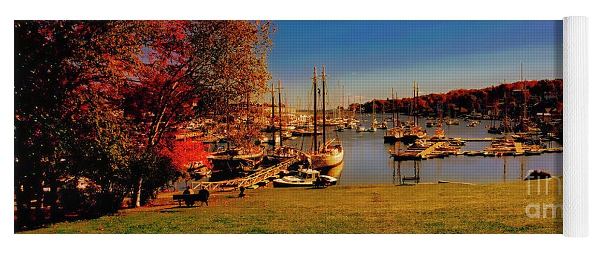 Camden Yoga Mat featuring the photograph Camden Harbor Maine fall afternoon by Tom Jelen