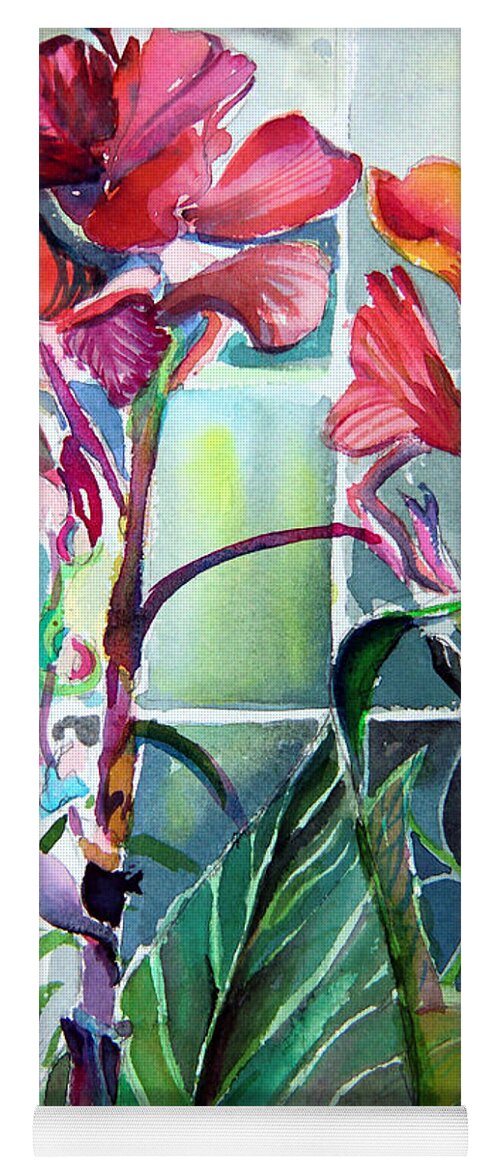 Lilies Yoga Mat featuring the painting Cana Lily and Daisy by Mindy Newman