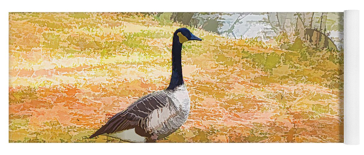 Canadian Geese Yoga Mat featuring the painting Canadian geese 6 by Jeelan Clark