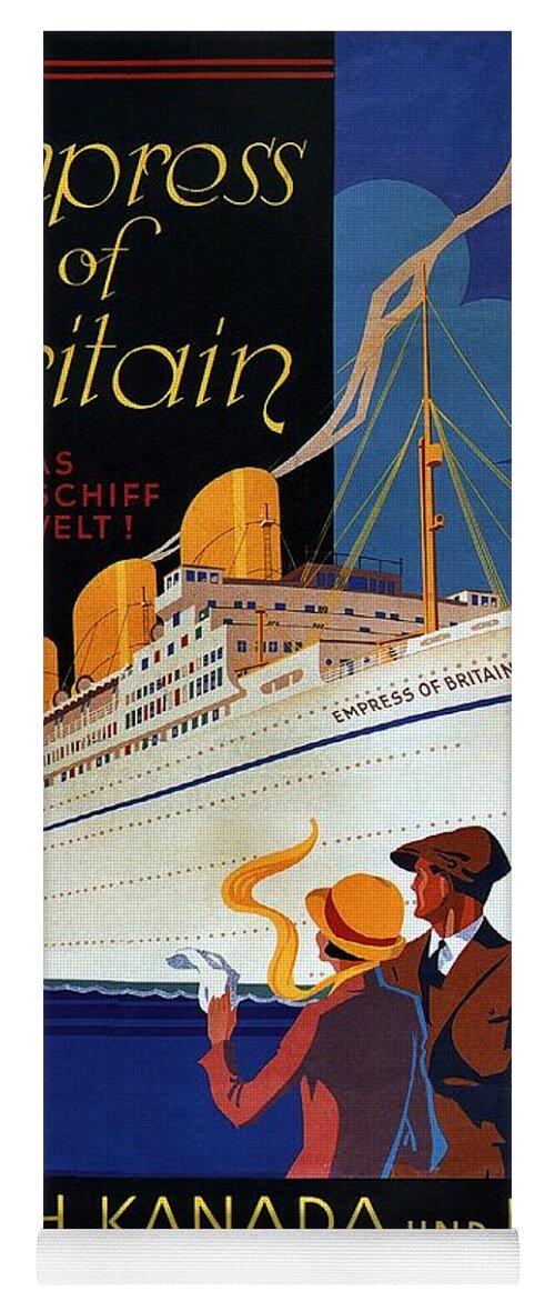 Canadian Pacific Yoga Mat featuring the mixed media Canadian Pacific - Hamburg-Berlin - Empress Of Britain - Retro travel Poster - Vintage Poster by Studio Grafiikka
