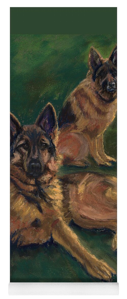 Alsatian Yoga Mat featuring the painting Canine Repose by Mary Benke
