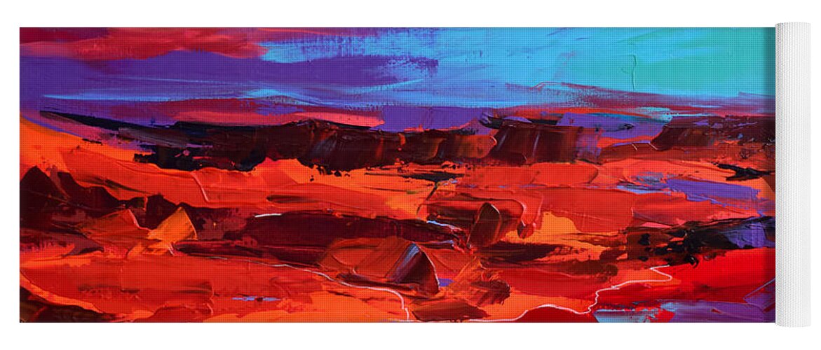 Arizona Yoga Mat featuring the painting Canyon at Dusk - Art by Elise Palmigiani by Elise Palmigiani