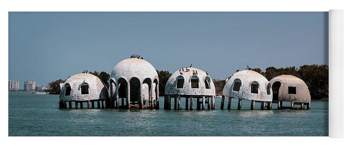 Florida Yoga Mat featuring the photograph Cape Romano - Domed Homes - Marco in the Background by Ronald Reid