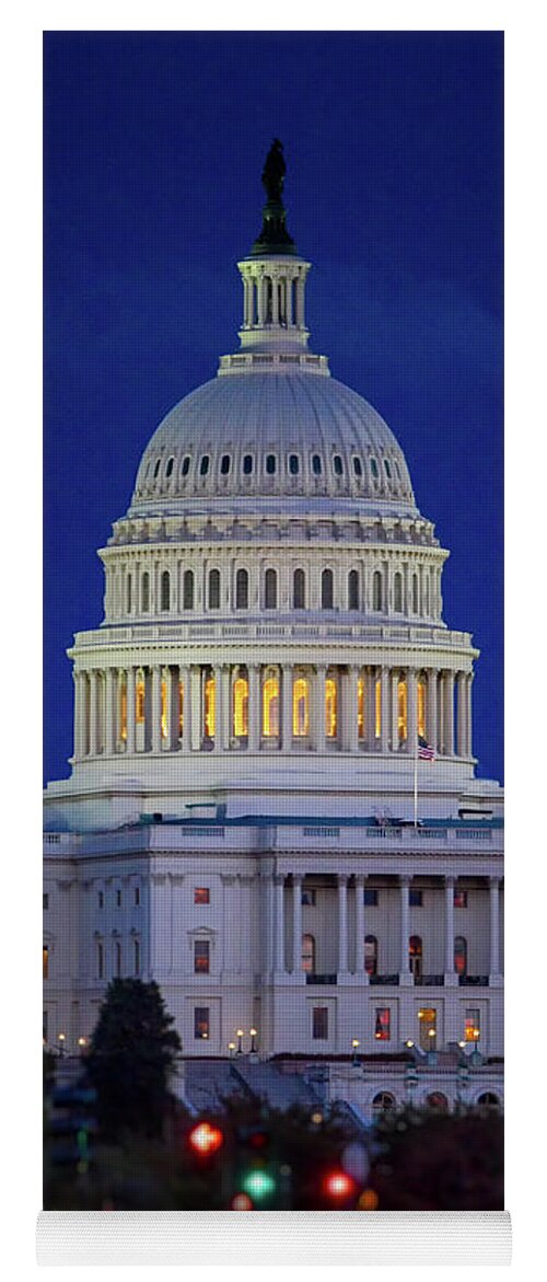 Us Capitol Yoga Mat featuring the photograph Capitol at Dusk by Doug Sturgess