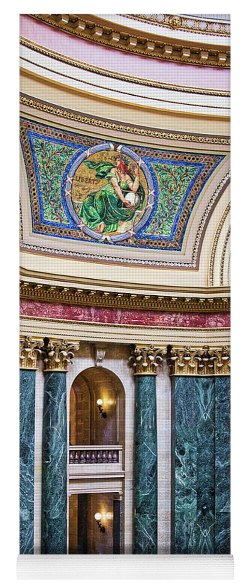Capitol Yoga Mat featuring the photograph Capitol Rotunda -Madison - Wisconsin by Steven Ralser