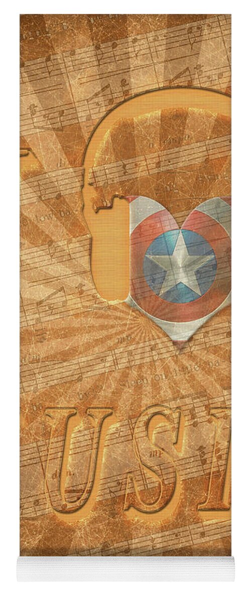 Captain America Shield Yoga Mat featuring the painting Captain America Lullaby Original Digital by Georgeta Blanaru