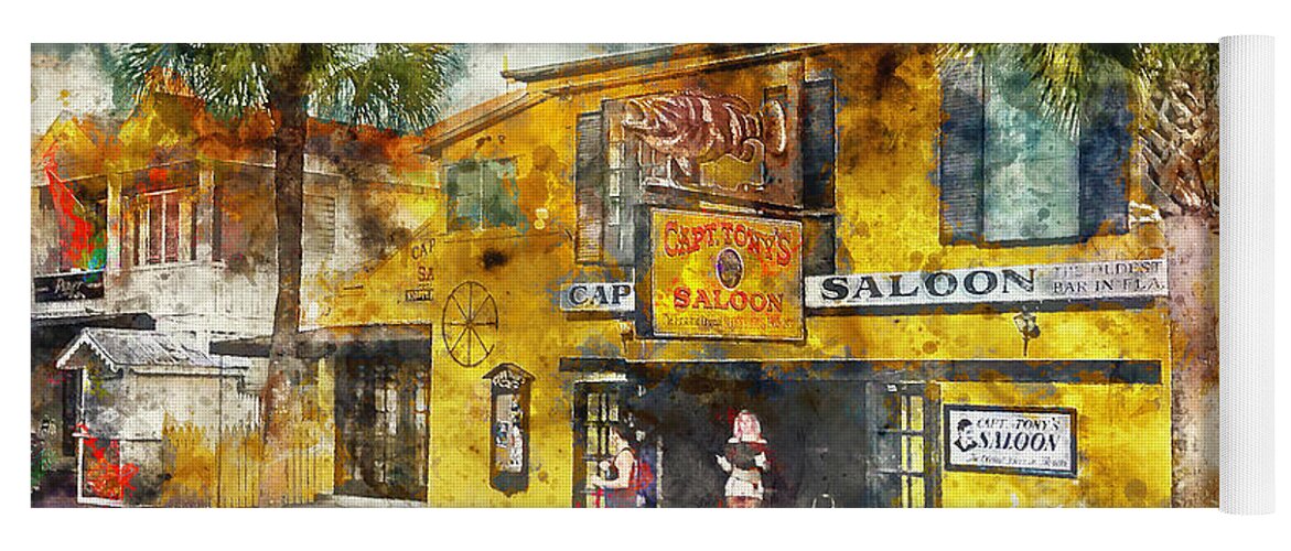 Sloppy Joes Yoga Mat featuring the painting Captain Tony's Saloon by Jon Neidert