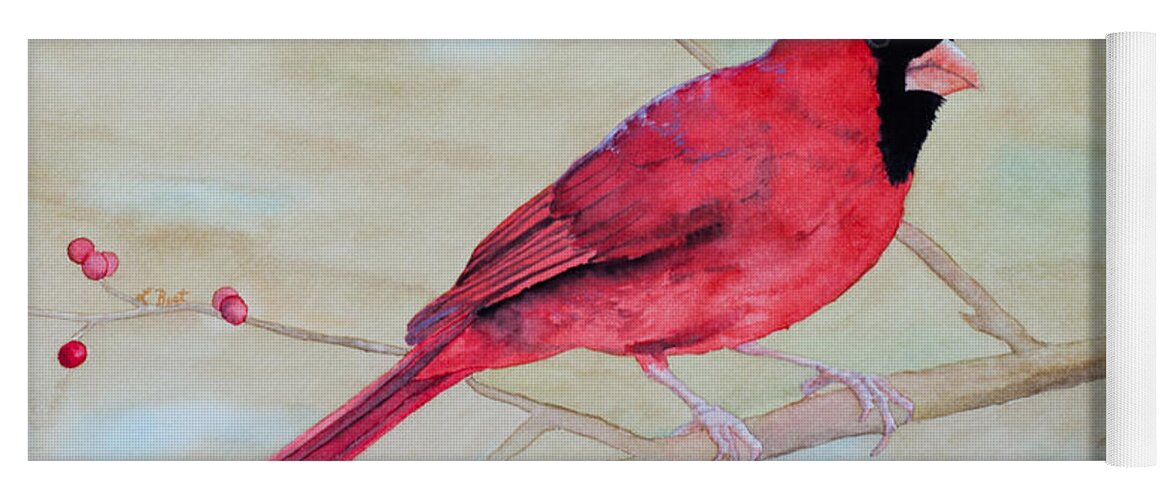 Cardinal Yoga Mat featuring the painting Cardinal II by Laurel Best
