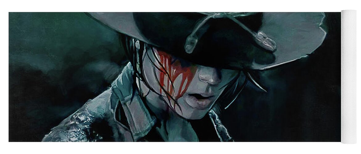 Walking Yoga Mat featuring the painting Carl Grimes Loses An Eye - The Walking Dead by Joseph Oland