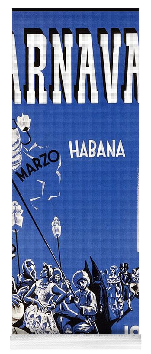 Carnaval Yoga Mat featuring the mixed media Carnaval 1946 - Habana - Havana, Cuba - Retro travel Poster - Vintage Poster by Studio Grafiikka