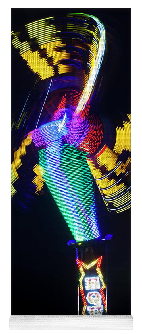 Art Deco Statues Yoga Mat featuring the photograph Carnival Ride in Motion, The Texas State Fair by Greg Kopriva