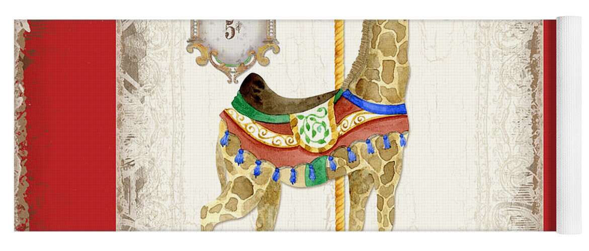 Carousel Yoga Mat featuring the painting Carousel Dreams - Giraffe by Audrey Jeanne Roberts