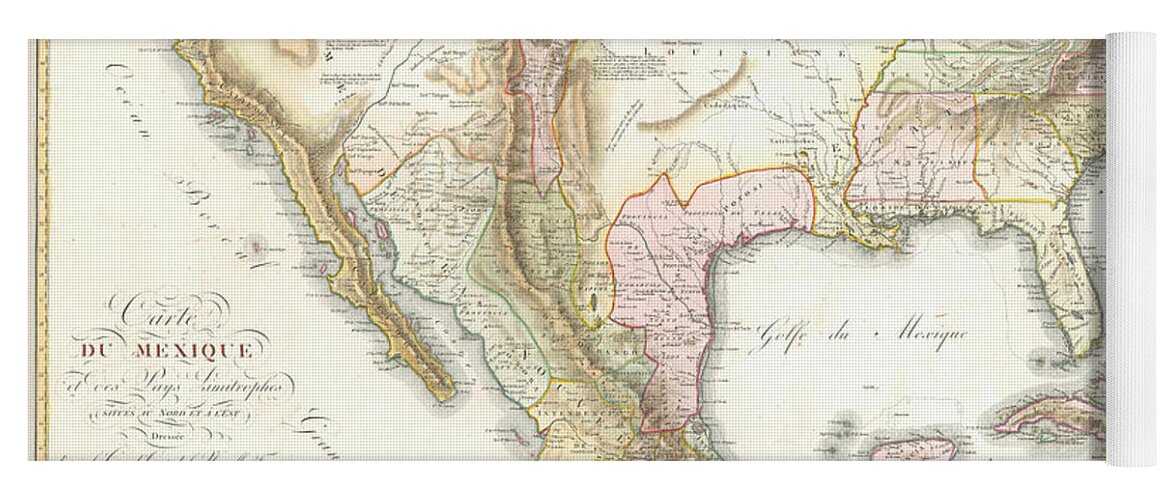 Map Yoga Mat featuring the digital art Carte du Mexique 1811 by Texas Map Store