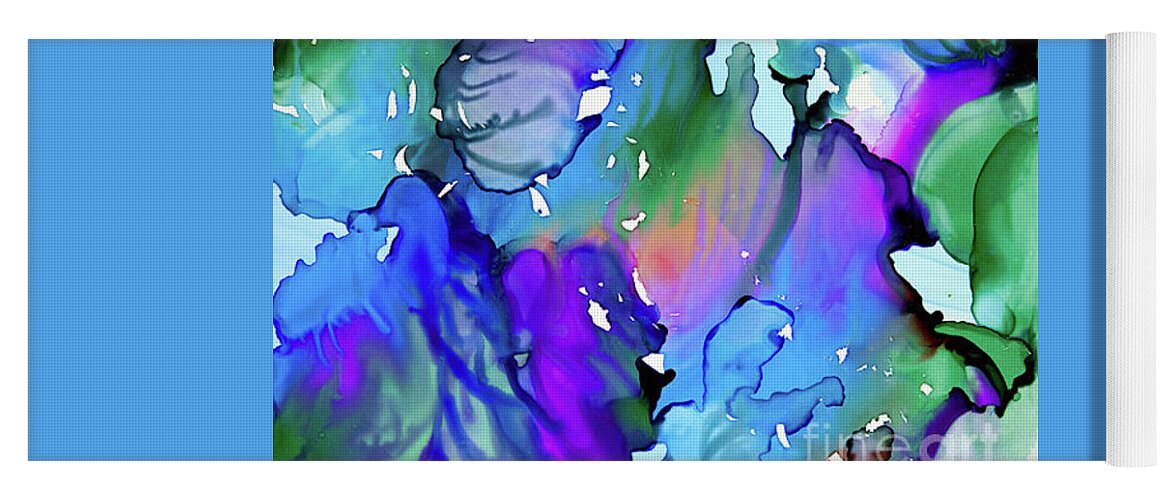 Alcohol Ink Art Yoga Mat featuring the painting Cascades by Yolanda Koh