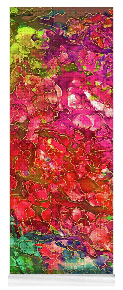 Abstract Yoga Mat featuring the mixed media Cascading Garden by Eunice Warfel