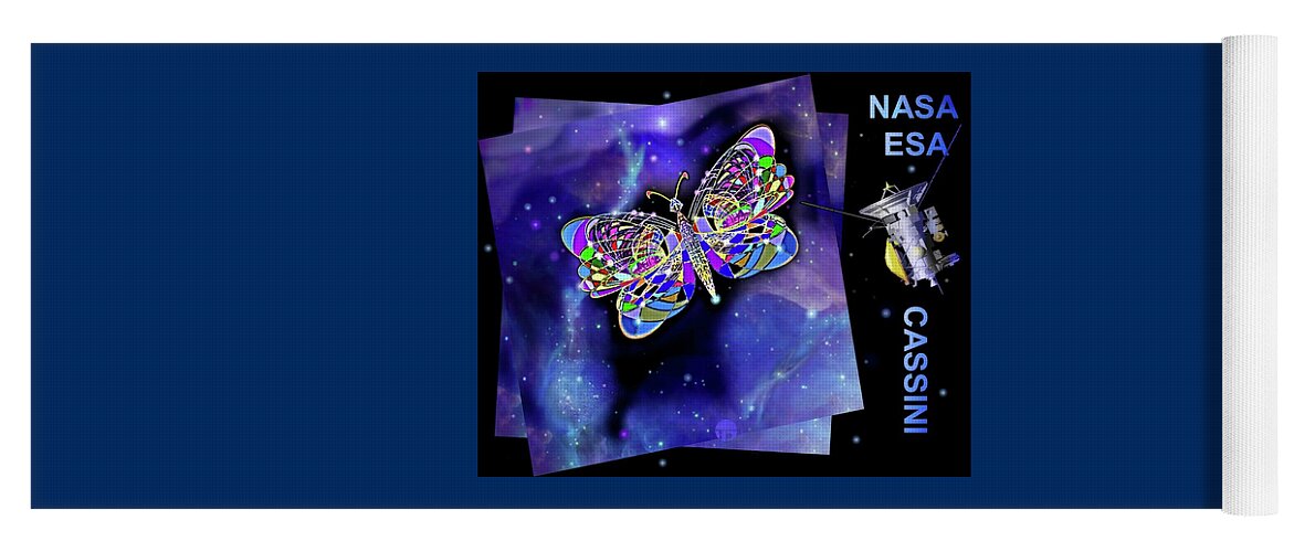 Cassini Yoga Mat featuring the digital art Cassini Butterfly by Hartmut Jager