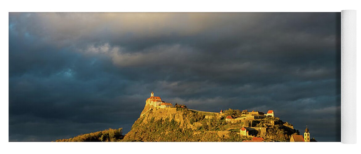 Castle Yoga Mat featuring the photograph Castle at Sunset under Thunderstorm by Andreas Berthold