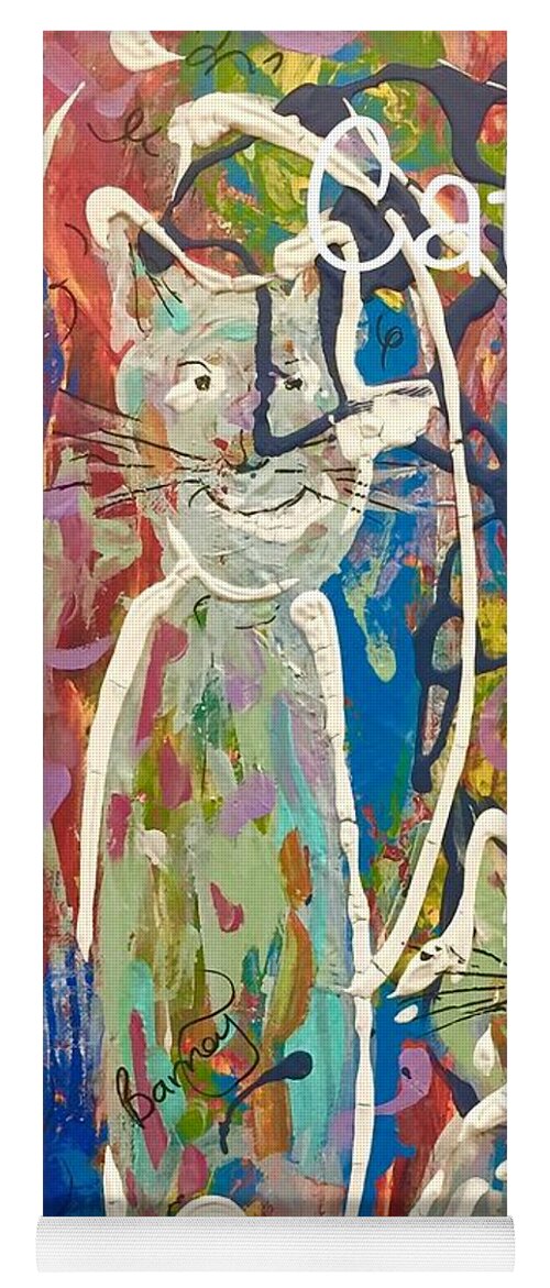 Cat Lady Yoga Mat featuring the painting Cat Lady by Jacqui Hawk