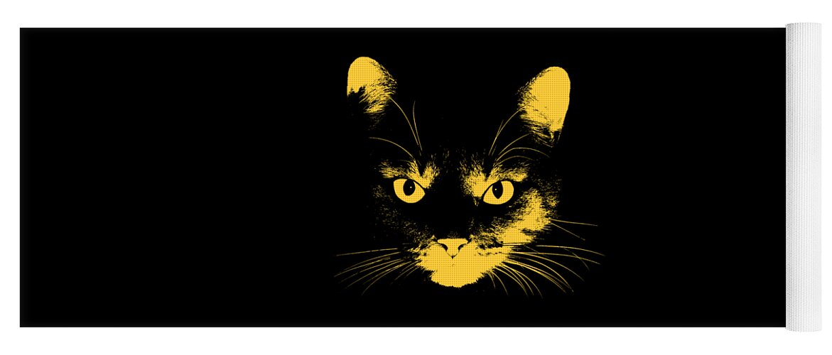 Cat Yoga Mat featuring the digital art Cat Stare with Transparent Background by John Haldane