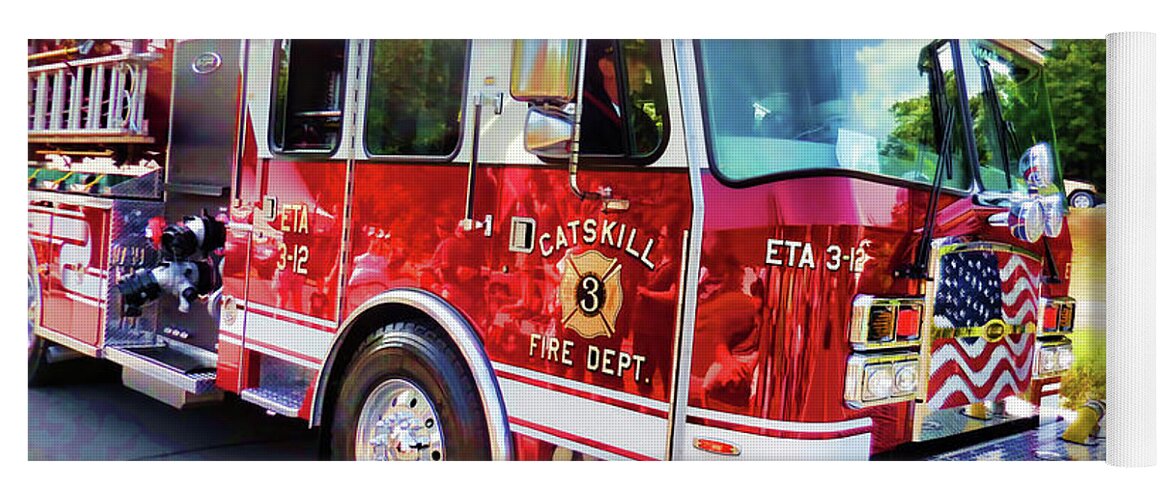 Catskill Fire Dept Yoga Mat featuring the painting Catskill Fire Dept. 1 by Jeelan Clark