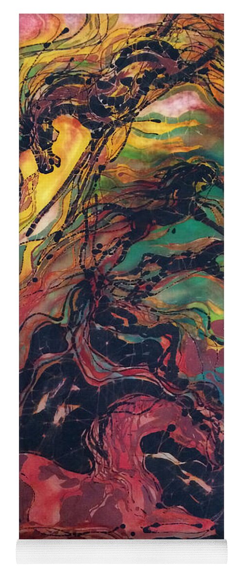 Equine Yoga Mat featuring the tapestry - textile Caught in the Thunderstorm by Carol Law Conklin