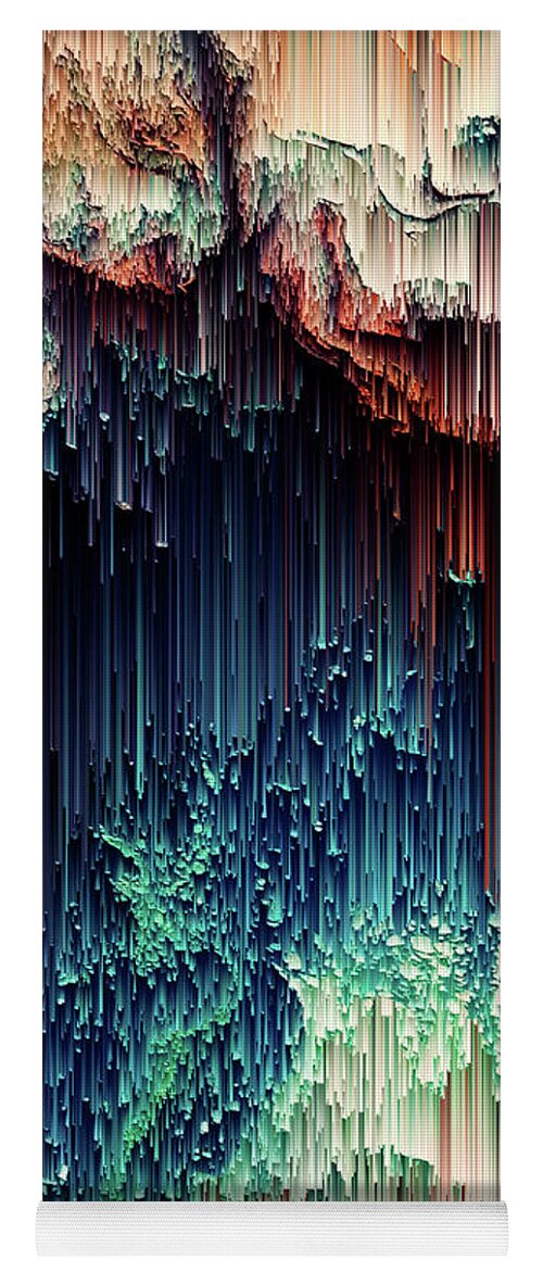 Trippy Yoga Mat featuring the digital art Cave of Wonders - Pixel Art by Jennifer Walsh
