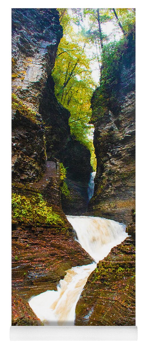 Watkins Glen Yoga Mat featuring the photograph Cavern Cascade of Watkins Glen by Mindy Musick King