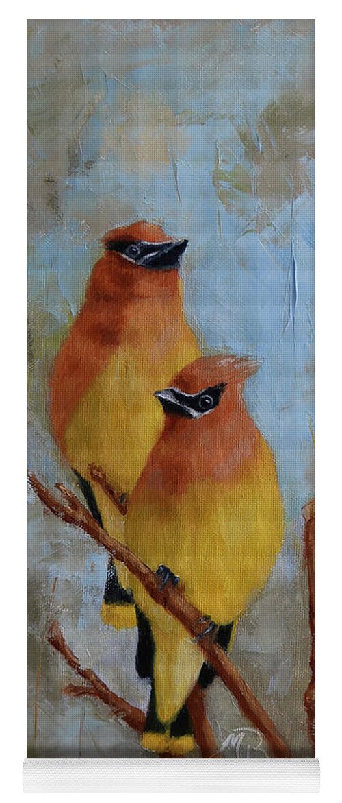 Wildlife Art Yoga Mat featuring the painting Cedar Waxwings by Monica Burnette