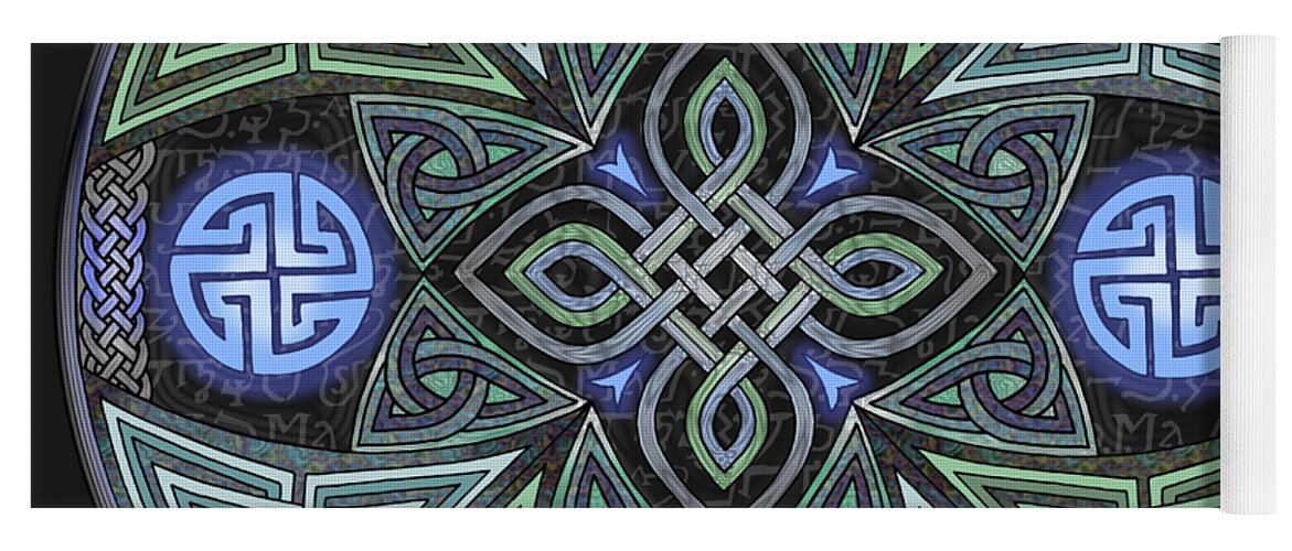 Artoffoxvox Yoga Mat featuring the mixed media Celtic UFO Mandala by Kristen Fox