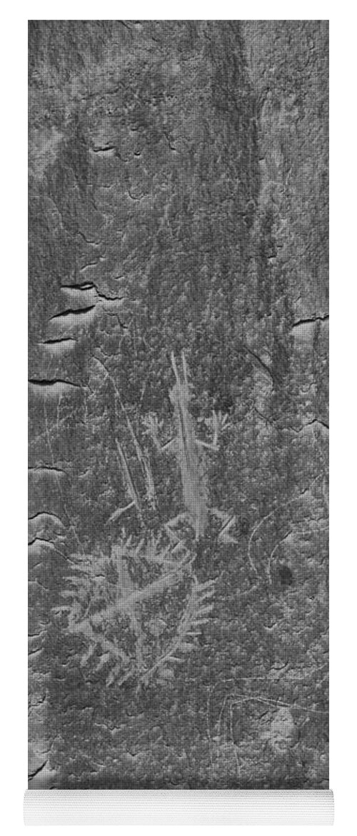  Yoga Mat featuring the photograph Chaco Petroglyph Figures Black And White by Adam Jewell