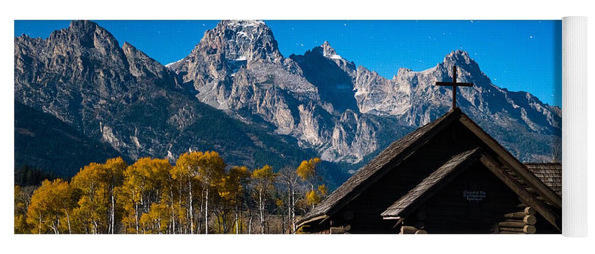 Tetons Yoga Mat featuring the photograph Chapel of Transfiguration by Darren White