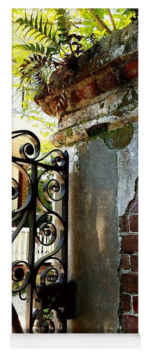 Wrought Iron Yoga Mat featuring the photograph Charleston Gate by Amy Regenbogen